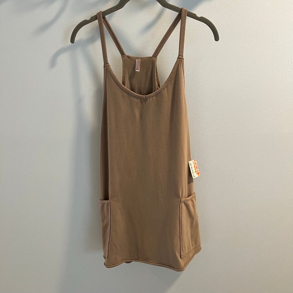 NWT FP Movement Free People Mocha Latte Hot Shot Mini Dress Romper Size XS